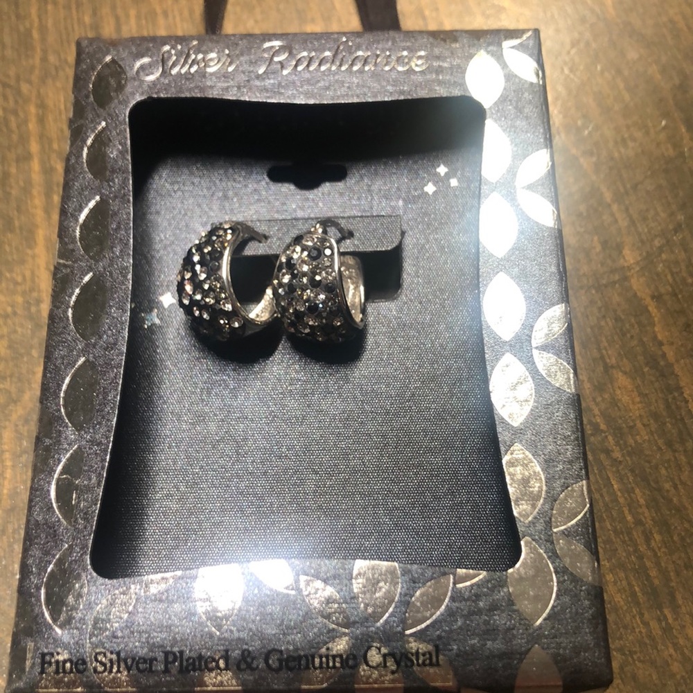 Silver plated and crystal earrings